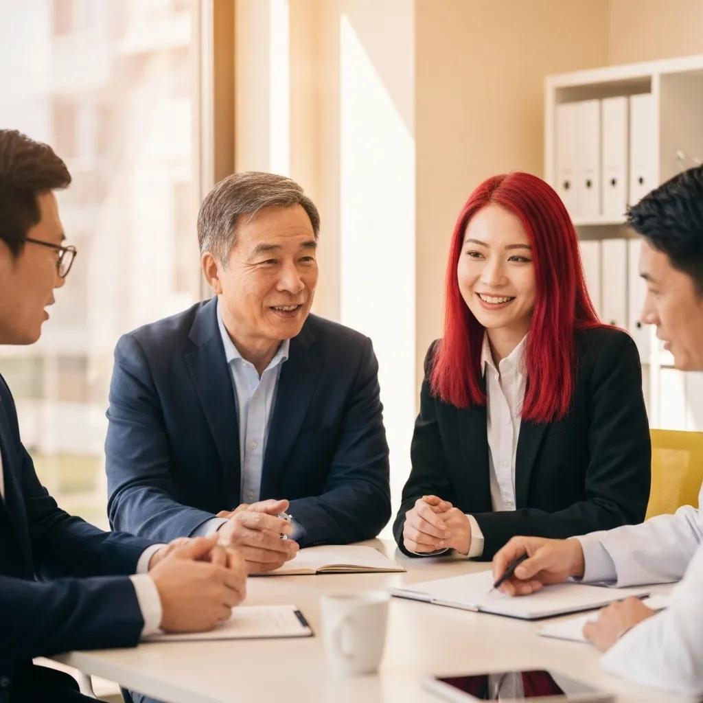 Medical professionals collaborating on aging claims resolution strategies in a bright office environment