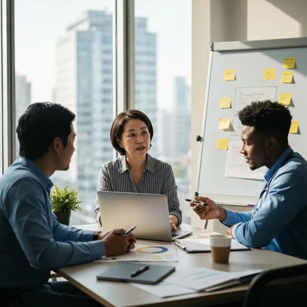 Healthcare professionals collaborating on physician credentialing strategies in a modern office